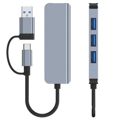 Hub USB / USB-C Techsuit H8 DataBridge, 4in1, Grå