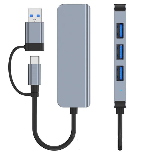 Hub USB / USB-C Techsuit H8 DataBridge, 4in1, Grå