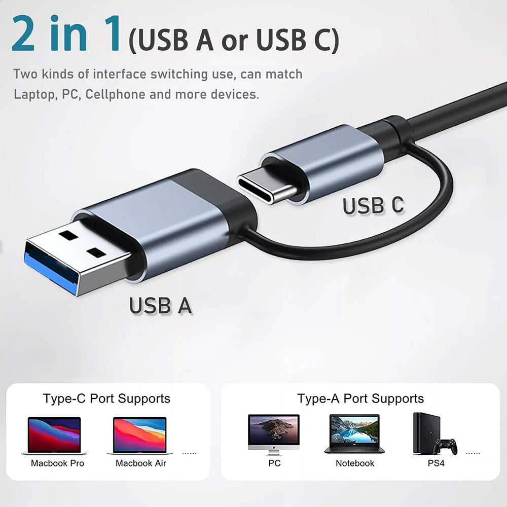 Hub USB / USB-C Techsuit H8 DataBridge, 4in1, Grå