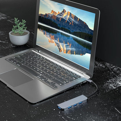 Hub USB / USB-C Techsuit H8 DataBridge, 4in1, Grå