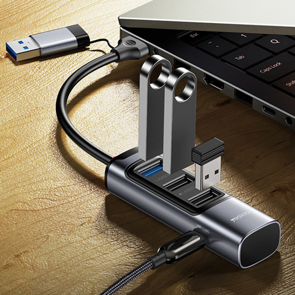 USB / USB-C-hub Yesido HB19, 4-i-1, Grå