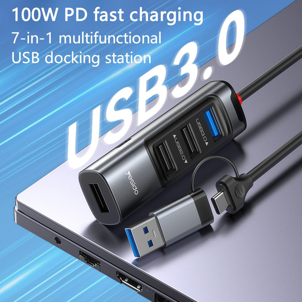 USB / USB-C-hub Yesido HB20, 5i1, Grå