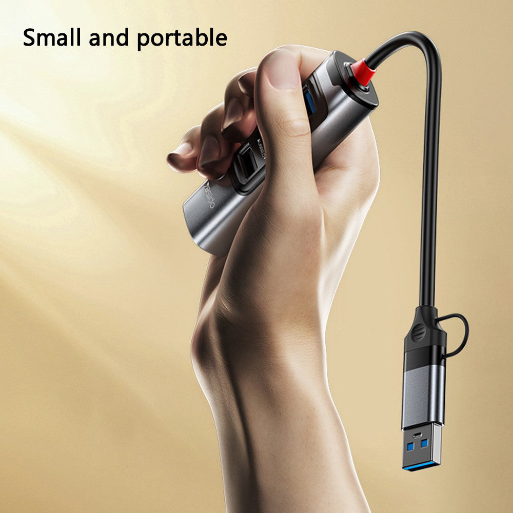 USB / USB-C-hub Yesido HB20, 5i1, Grå