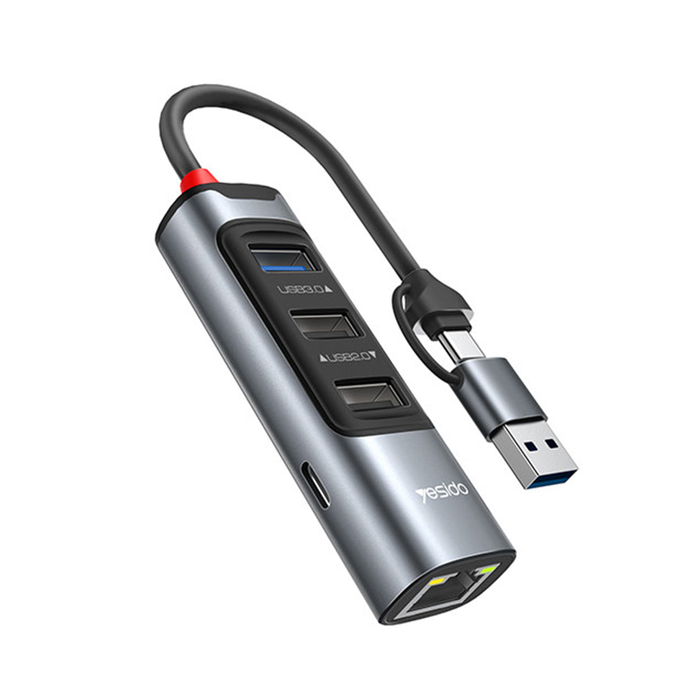 USB / USB-C-hub Yesido HB21, 5i1, Grå