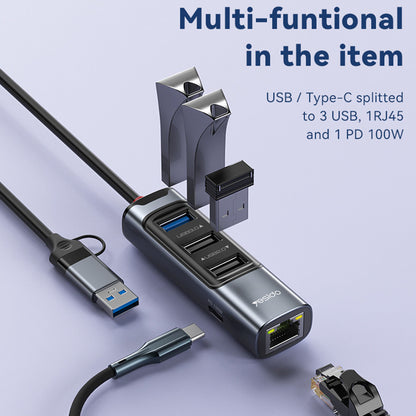 USB / USB-C-hub Yesido HB21, 5i1, Grå