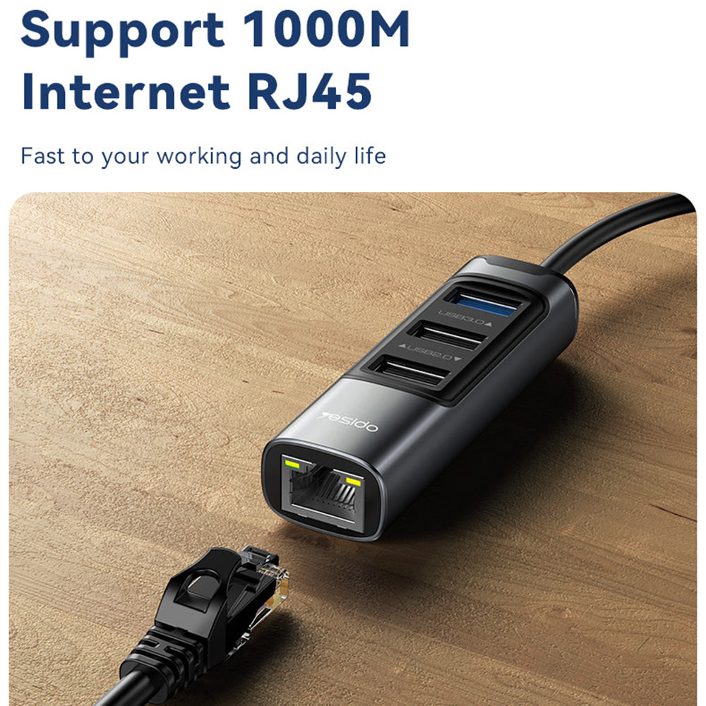 USB / USB-C-hub Yesido HB21, 5i1, Grå