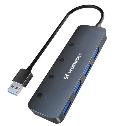 USB-hub WZK WHS080YSS, 4 x USB-A 3.0, Grå