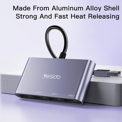 USB-hub Yesido HB12, 4i1, Grå