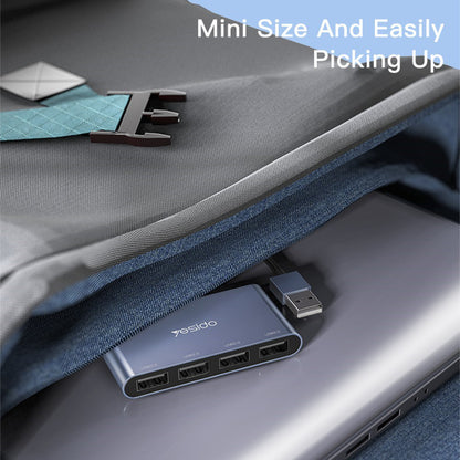 USB-hub Yesido HB12, 4i1, Grå