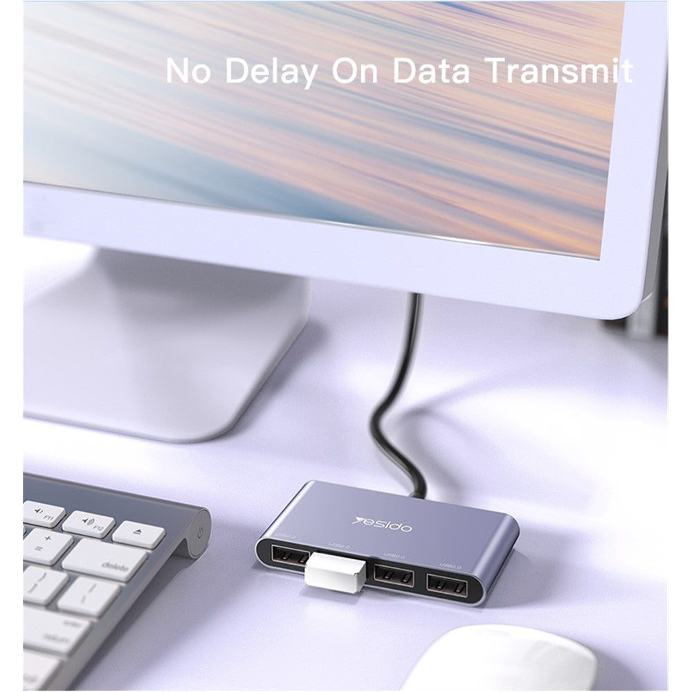 USB-hub Yesido HB12, 4i1, Grå