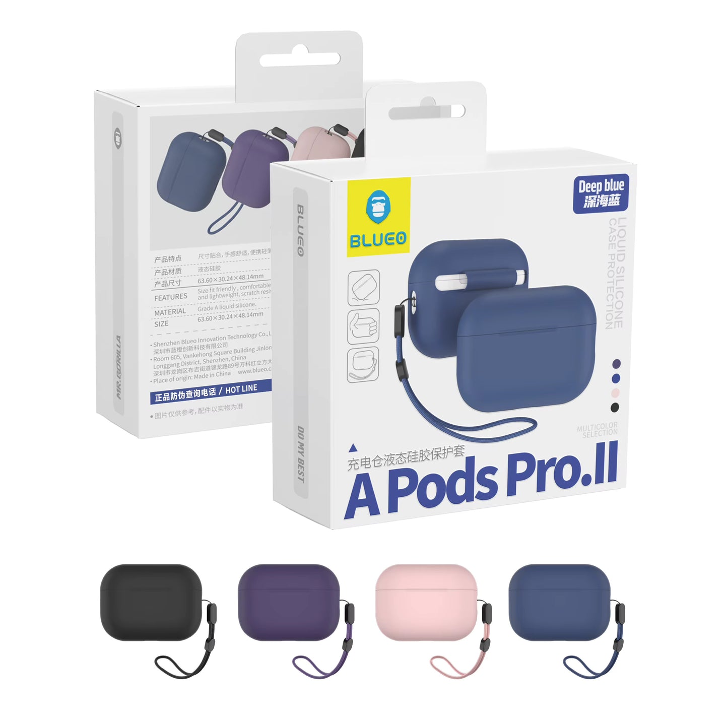 Blueo Liquid-etui for Apple AirPods Pro 2, Marineblå