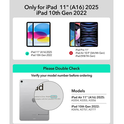 Tastaturdeksel for Apple iPad (2025) / (2022), ESR, Rebound New, Svart