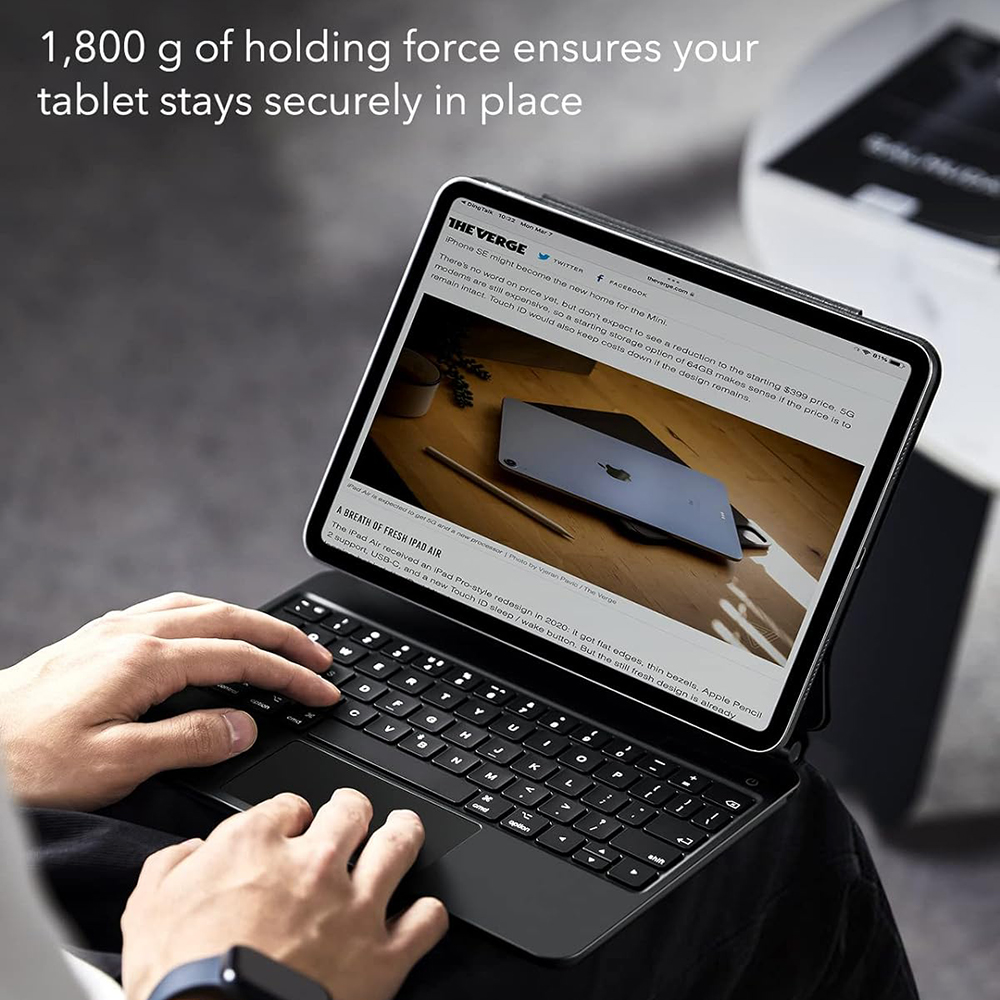 Tastaturdeksel for Apple iPad (2025) / (2022), ESR, Rebound, Svart, Reseglet