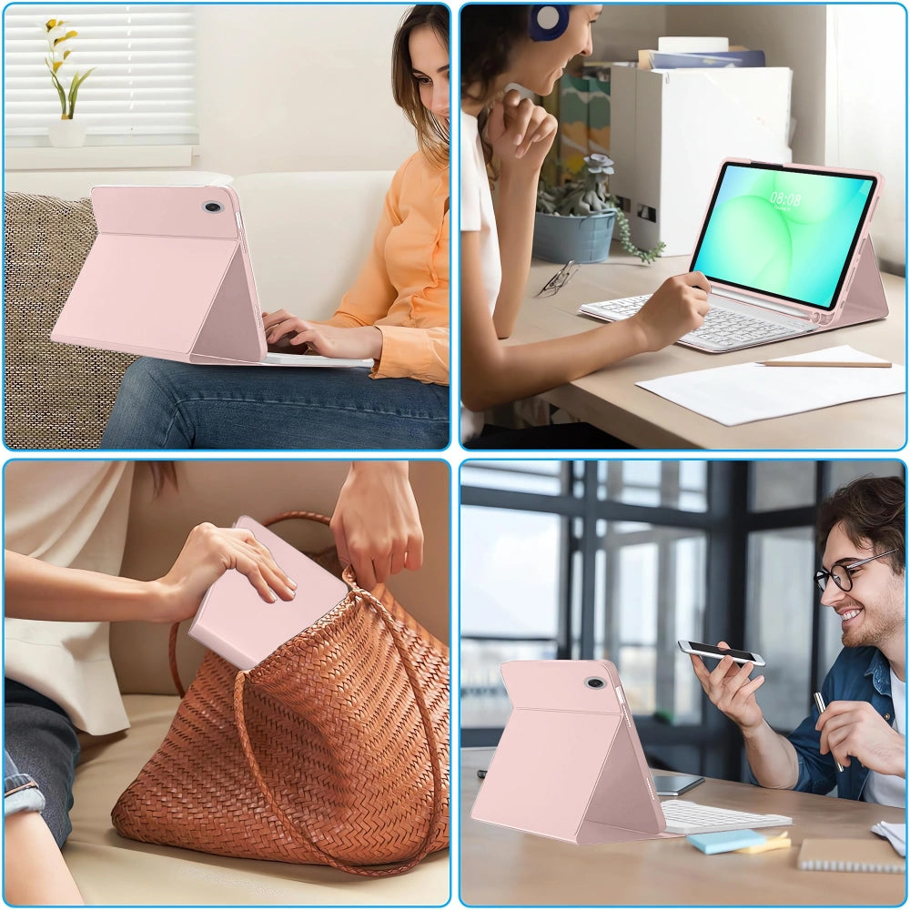 Etui med tastatur for Samsung Galaxy Tab A11+ / Tab A9+, Tech-Protect, SC PEN, Rosa