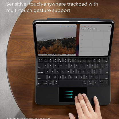 Tastaturdeksel for Apple iPad (2025) / (2022), ESR, Rebound, Svart, Reseglet