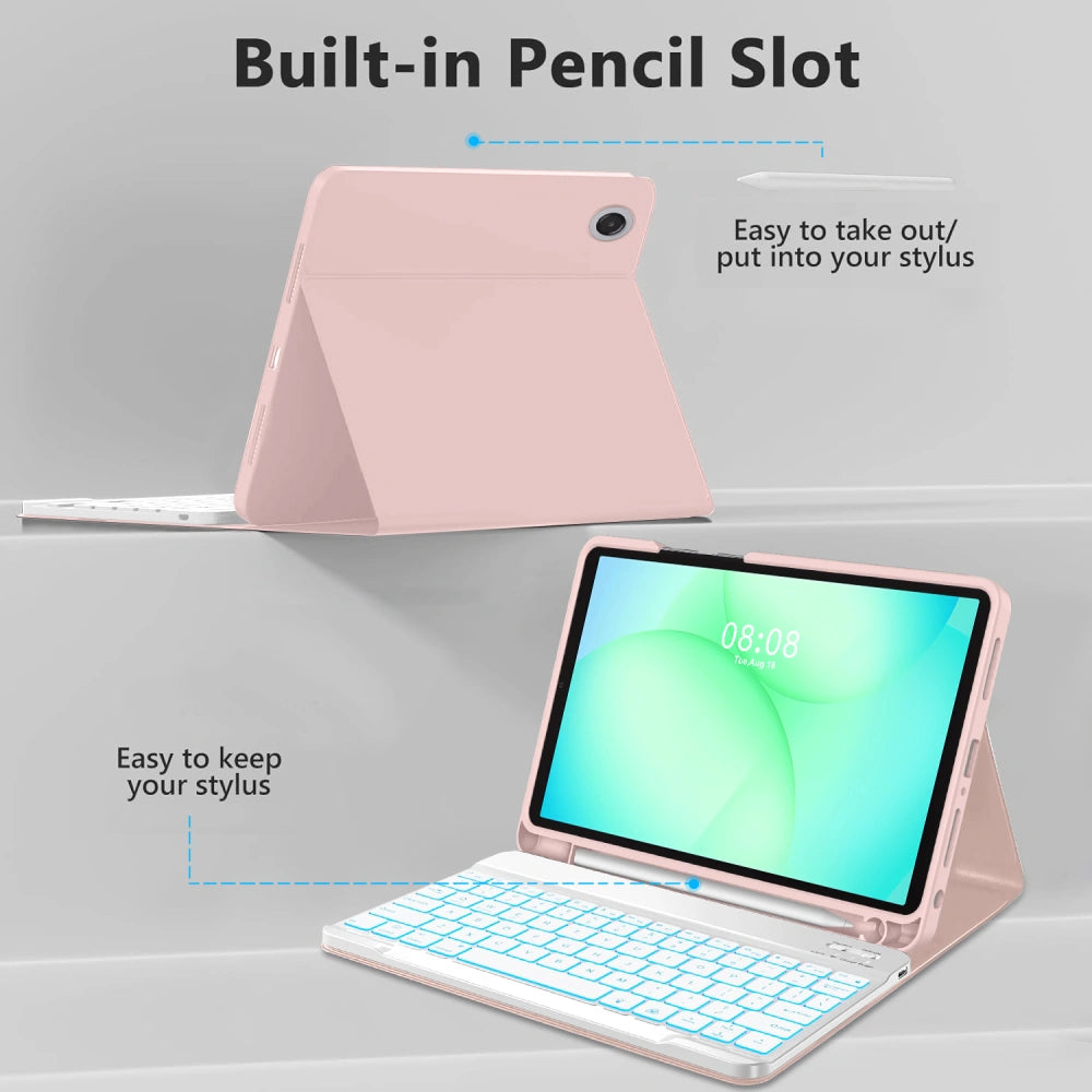 Etui med tastatur for Samsung Galaxy Tab A11+ / Tab A9+, Tech-Protect, SC PEN, Rosa