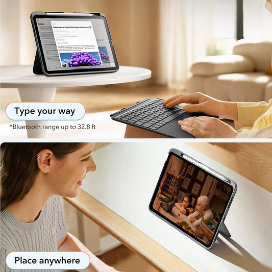 Tastaturdeksel for Apple iPad (2025) / (2022), ESR, Flex, Grå