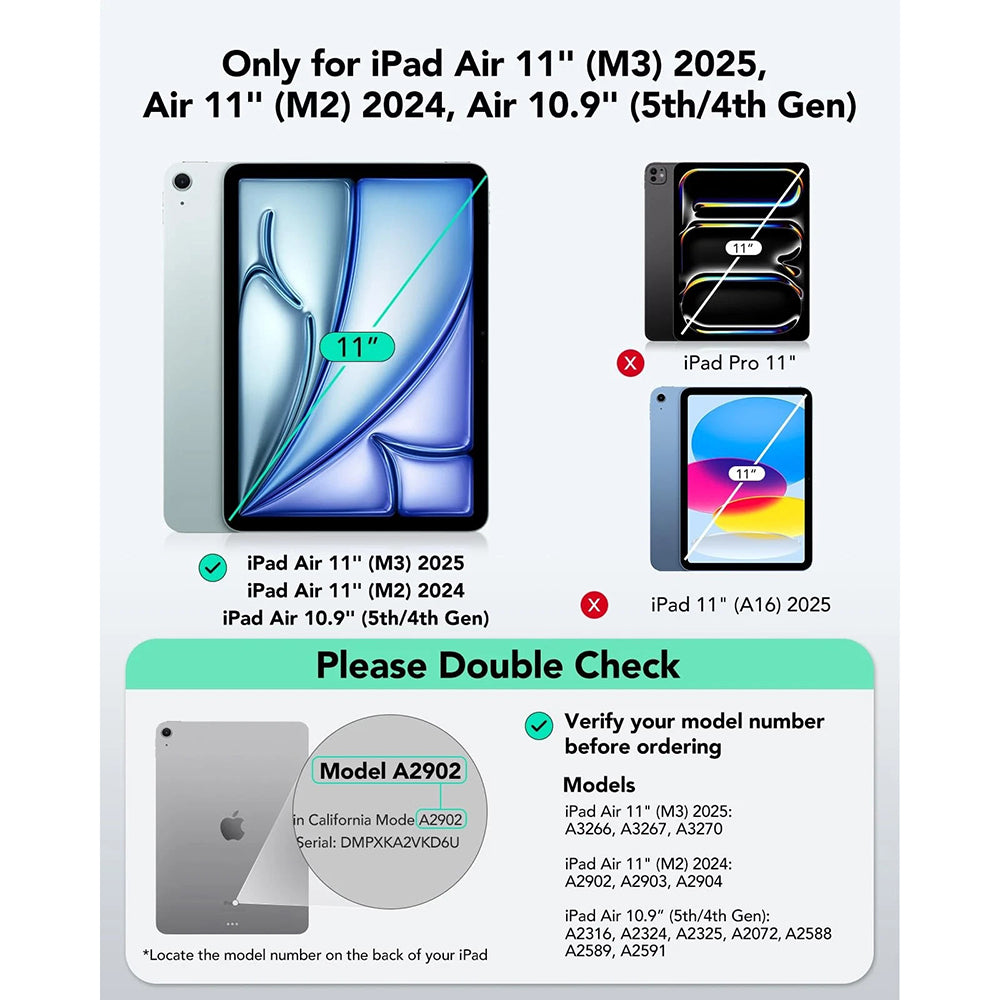 Tastaturdeksel for Apple iPad Air 11 (2026) / iPad Air 11 (2025) / Air 11 (2024) / Air (2022) / Air (2020), ESR, Flex, Grå
