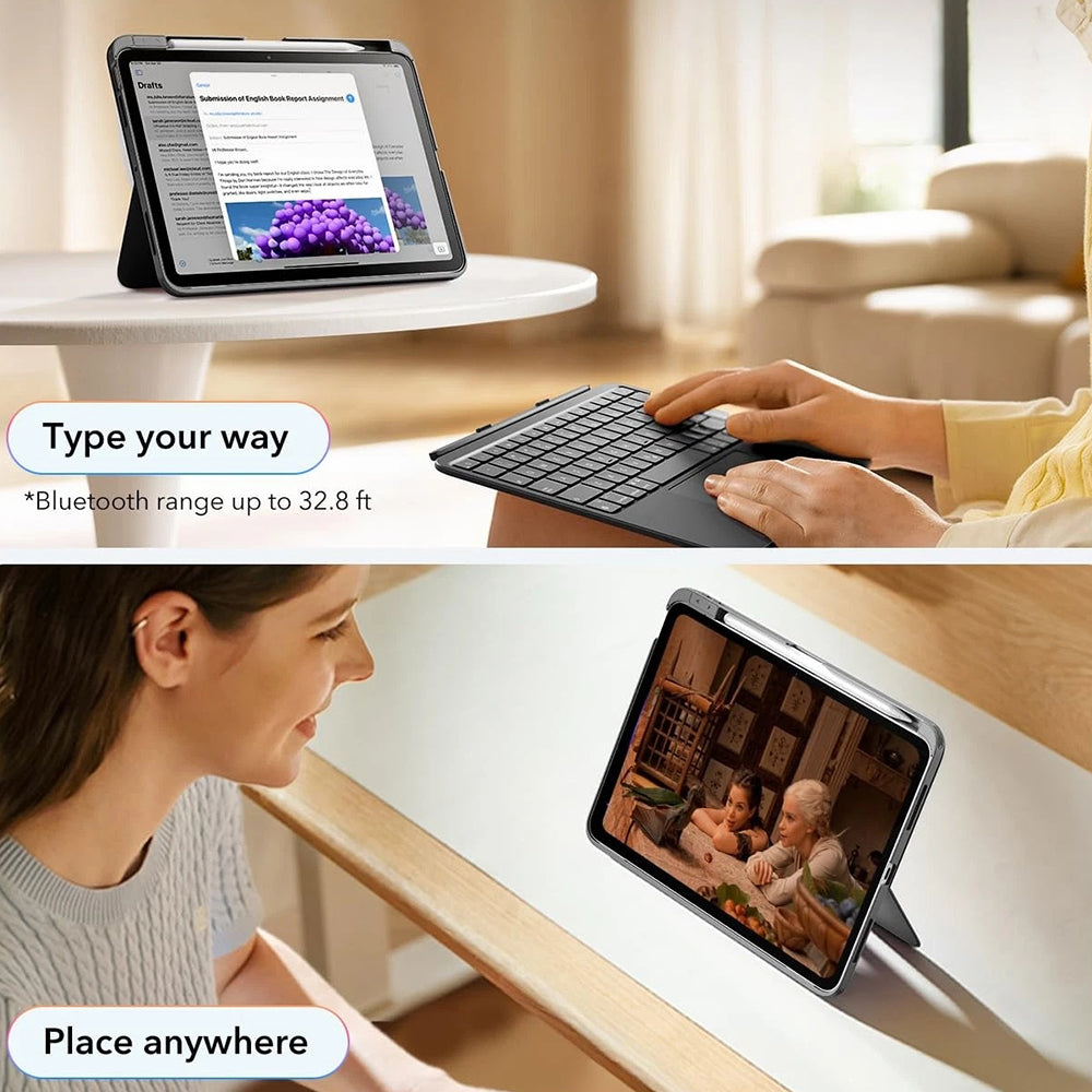 Tastaturdeksel for Apple iPad Air 11 (2026) / iPad Air 11 (2025) / Air 11 (2024) / Air (2022) / Air (2020), ESR, Flex, Grå