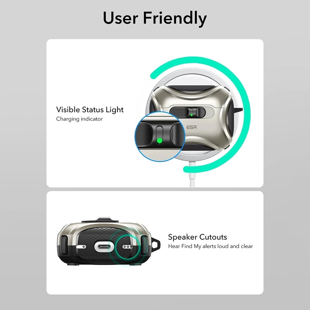 ESR Cyber FlickLock-deksel for Apple AirPods Pro 3, Grå