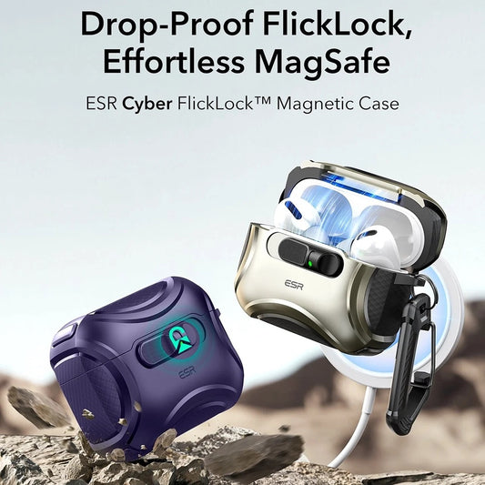 ESR Cyber FlickLock-deksel for Apple AirPods Pro 3, Lilla
