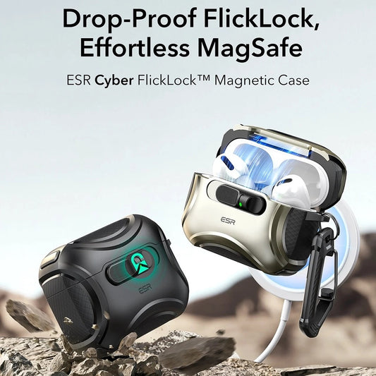 ESR Cyber FlickLock-deksel for Apple AirPods Pro 3, Svart