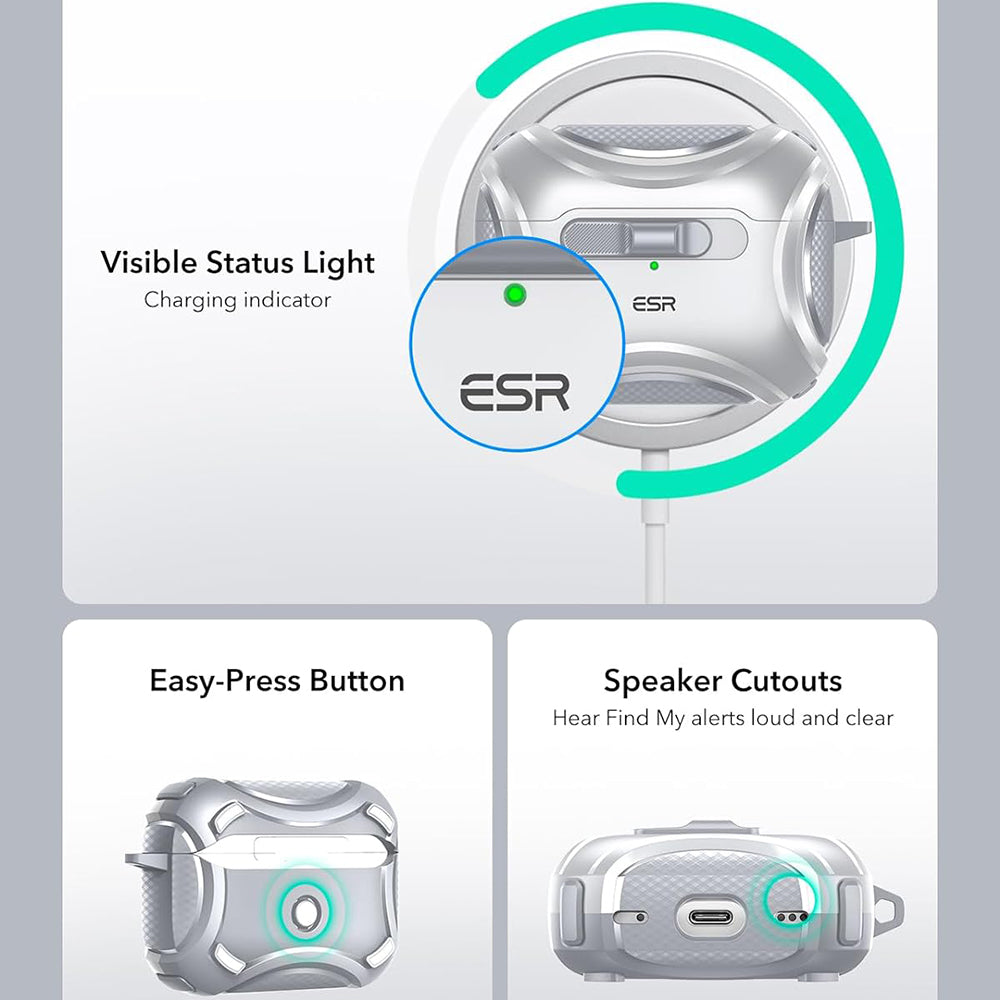 ESR Cyber-etui for Apple AirPods Pro-serien, grå