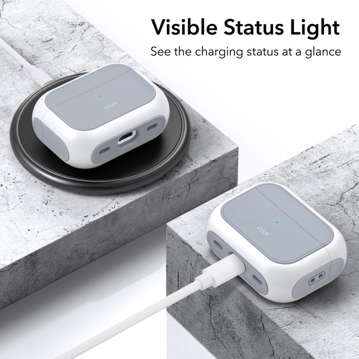 ESR Orbit Hybrid-deksel for Apple Airpods Pro 3, Hvit