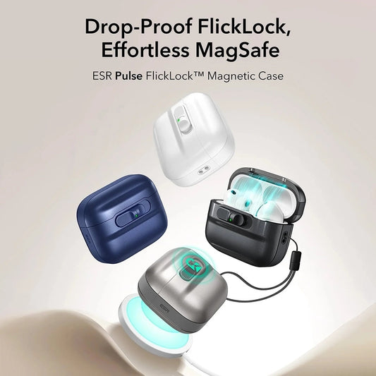 ESR Pulse Magnetic FlickLock-deksel for Apple AirPods Pro 3, Marineblå