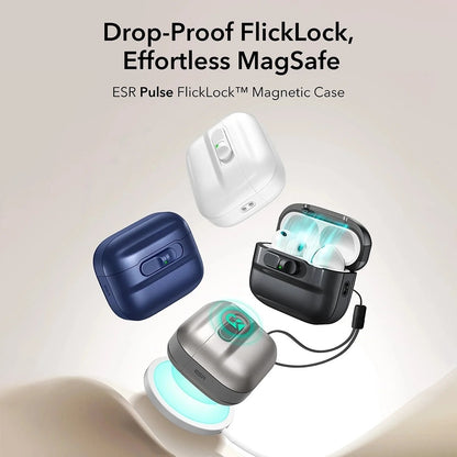 ESR Pulse Magnetic FlickLock-deksel for Apple AirPods Pro 3, Grå