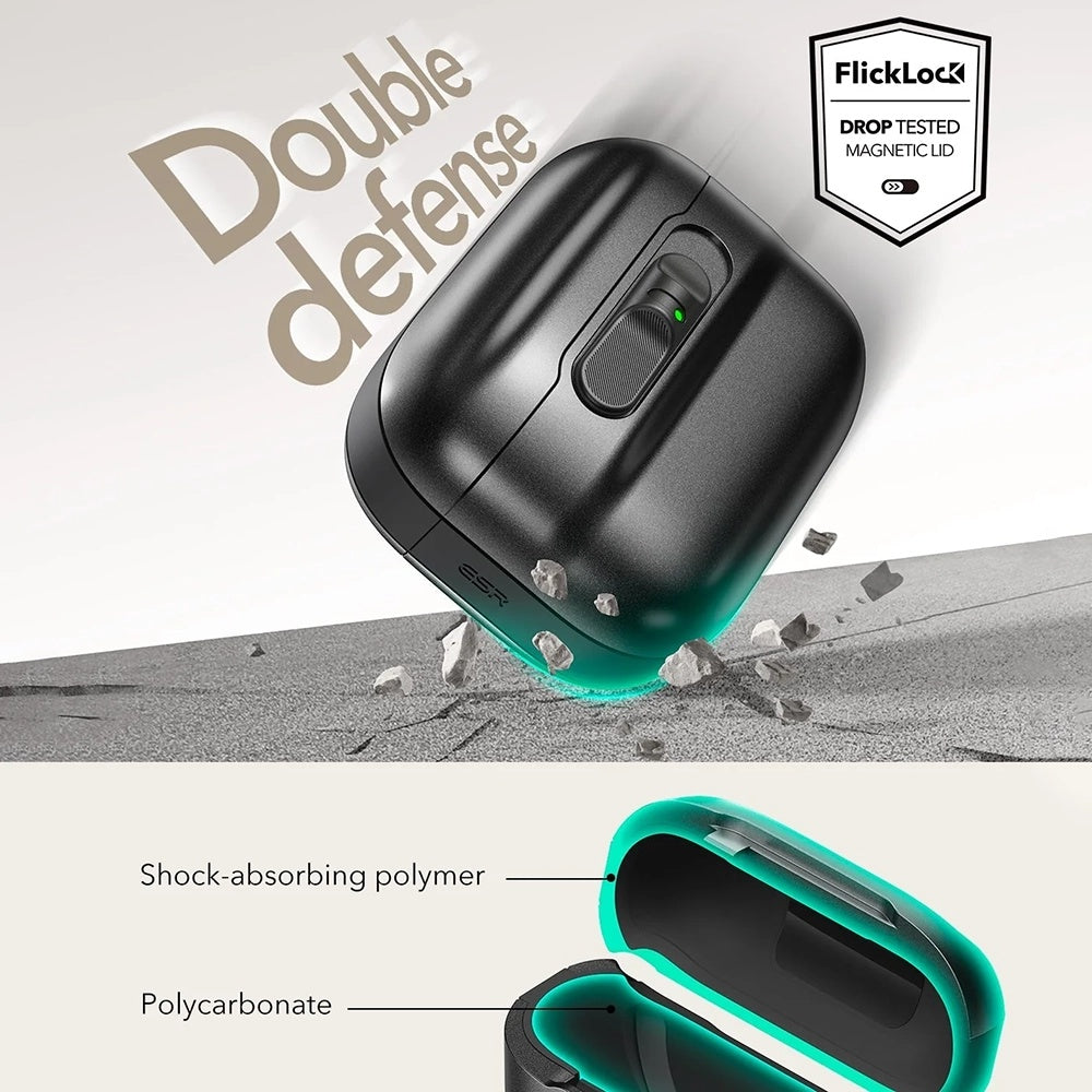 ESR Pulse Magnetic FlickLock-deksel for Apple AirPods Pro 3, Svart