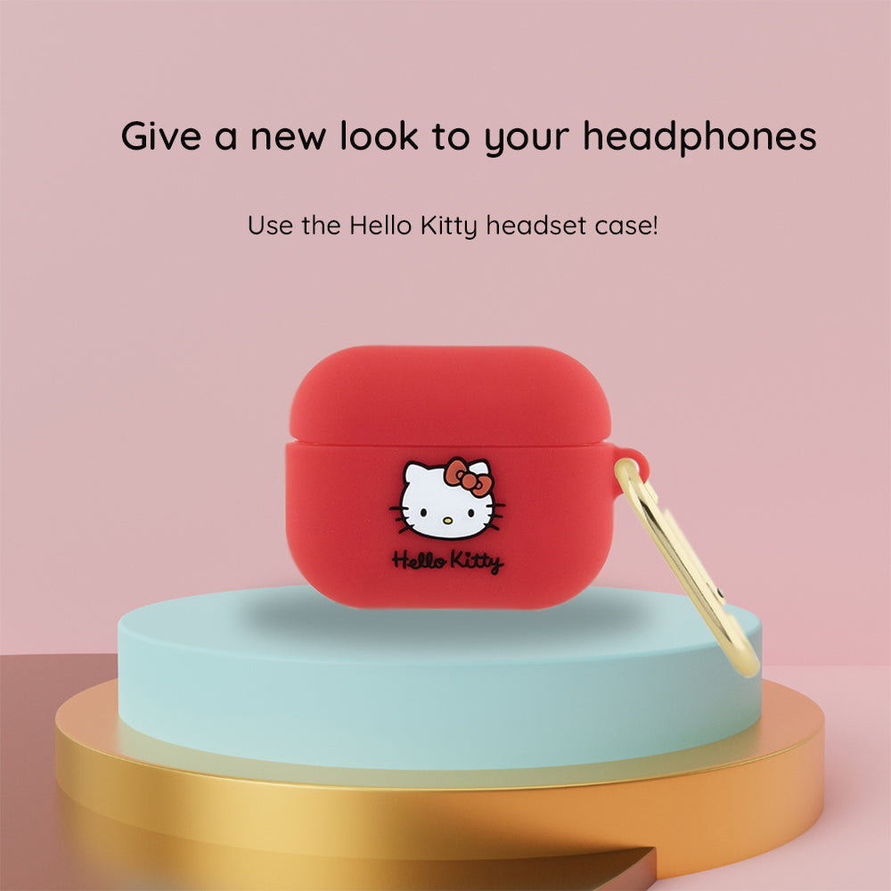 Hello Kitty 3D Kitty Head-deksel for Apple AirPods Pro 2, Rosa