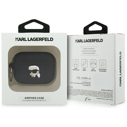Karl Lagerfeld 3D Karl's Head deksel for Apple Airpods Pro 3, Svart