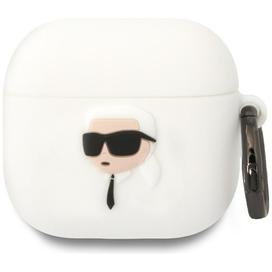 Karl Lagerfeld 3D NFT Karl's Head deksel for Apple AirPods 4, Hvit