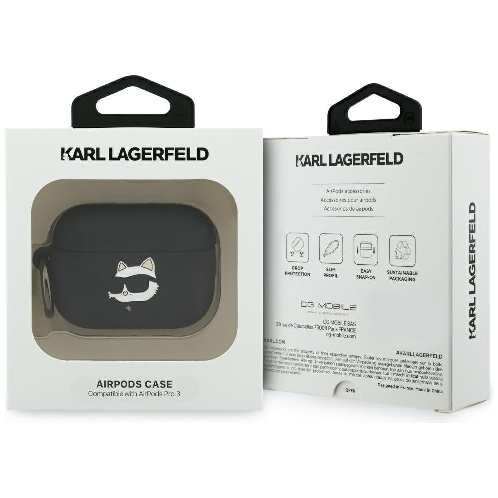 Karl Lagerfeld Silicone Choupette's Head 3D-deksel for Apple AirPods Pro 3, Svart