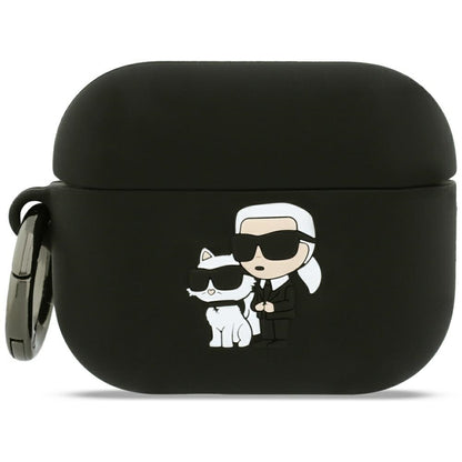 Karl Lagerfeld Silicone Karl & Choupette 3D-deksel for Apple AirPods Pro 3, Svart