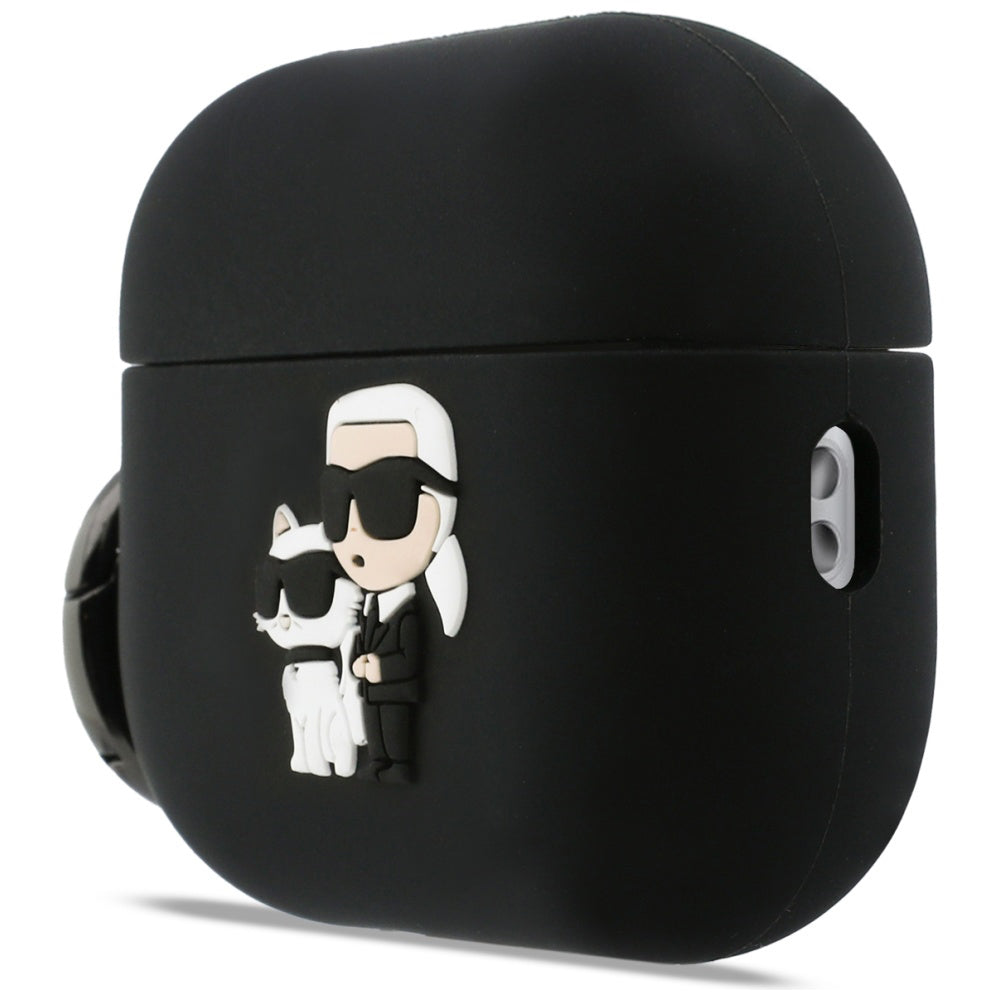 Karl Lagerfeld Silicone Karl & Choupette 3D-deksel for Apple AirPods Pro 3, Svart