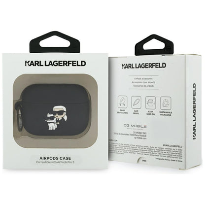 Karl Lagerfeld Silicone Karl & Choupette 3D-deksel for Apple AirPods Pro 3, Svart