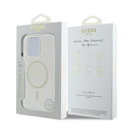 MagSafe-deksel for Apple iPhone 16 Pro, Guess, IML Glitter Ring, Gjennomsiktig GUHMP16LHFGERET