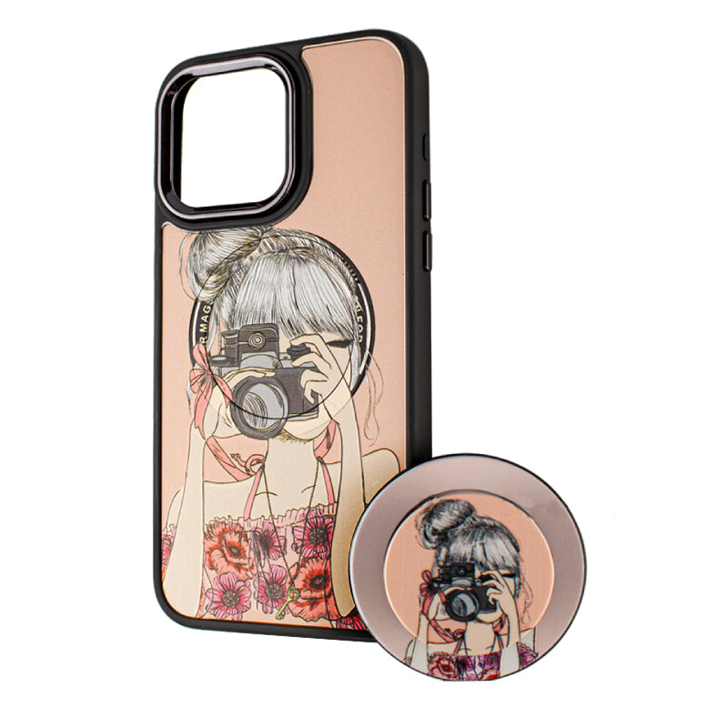 MagSafe-deksel for Apple iPhone 15 Pro Max, BOTER, MagPopsocket Photo Girl, Flerfarget