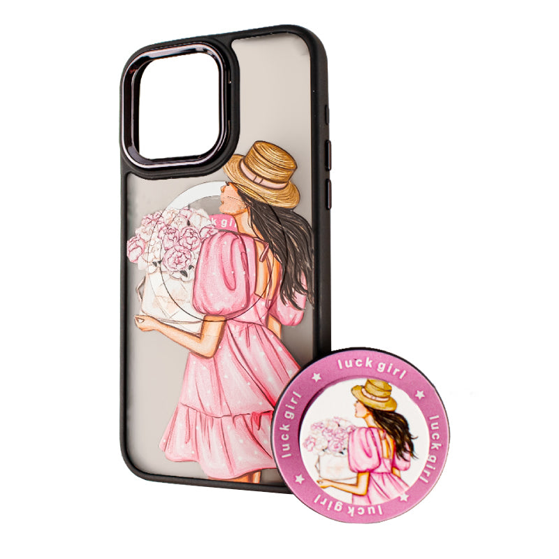 MagSafe-deksel for Apple iPhone 14 Pro Max, BOTER, MagPopsocket Luck Girl, Flerfarget