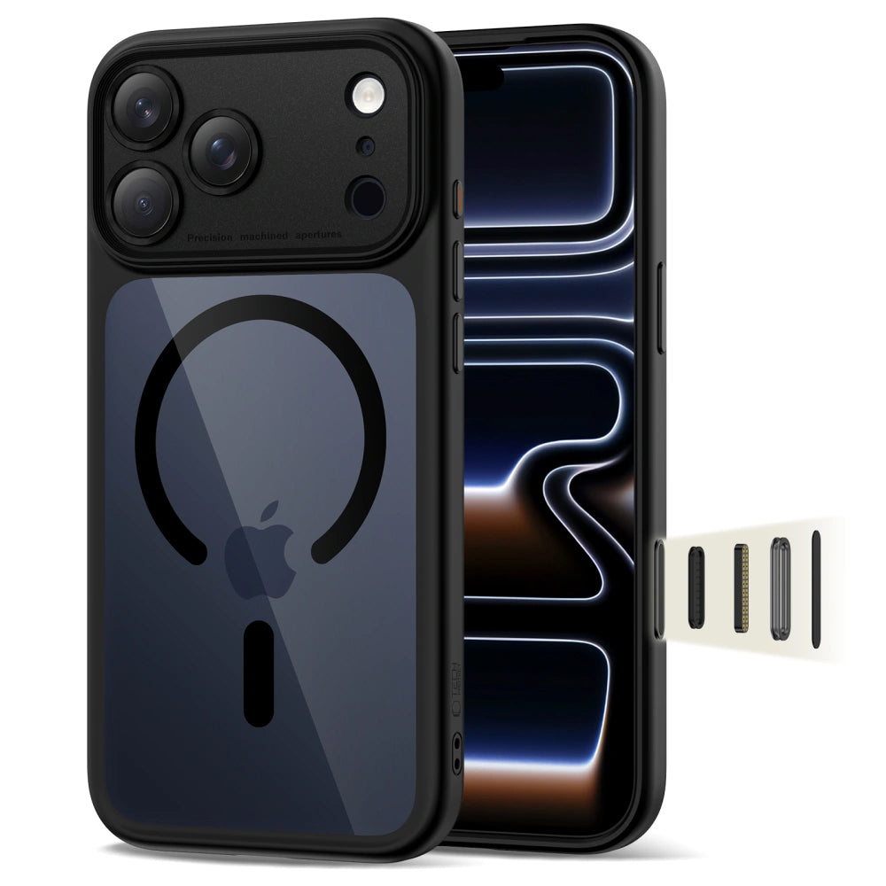 MagSafe-deksel for Apple iPhone 17 Pro Max, Tech-Protect, MagPeak, Svart Transparent