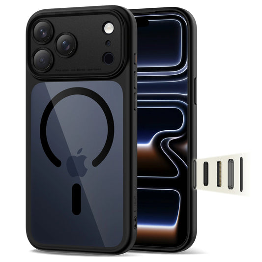 MagSafe-deksel for Apple iPhone 17 Pro Max, Tech-Protect, MagPeak, Svart Transparent