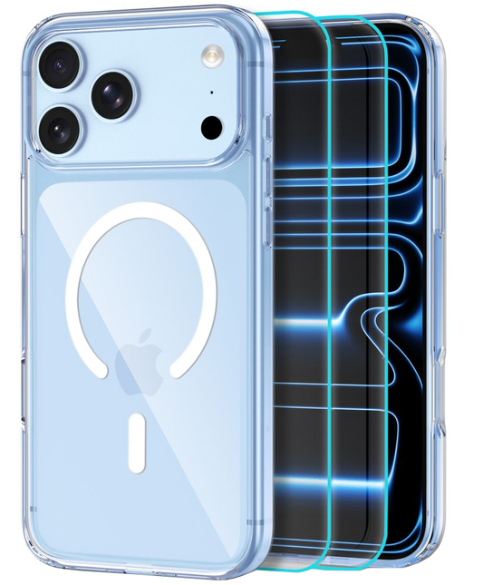 MagSafe-deksel for Apple iPhone 18 Pro / 17 Pro, Tech-Protect, Flexair Hybrid med skjermbeskytter, gjennomsiktig