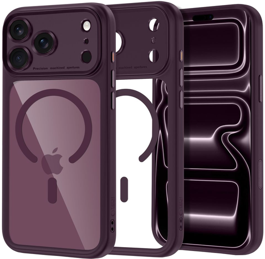 MagSafe-deksel for Apple iPhone 18 Pro Max / 17 Pro Max, Tech-Protect, MagPeak CC, Transparent Burgunder
