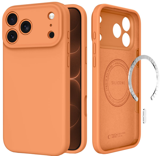 MagSafe-deksel til Apple iPhone 18 Pro Max / 17 Pro Max, Tech-Protect, silikon, oransje