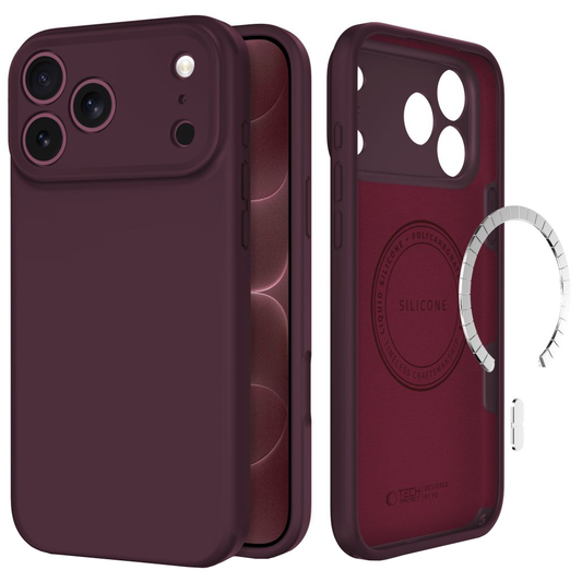 MagSafe-deksel til Apple iPhone 18 Pro Max / 17 Pro Max, Tech-Protect, silikon, vinrød