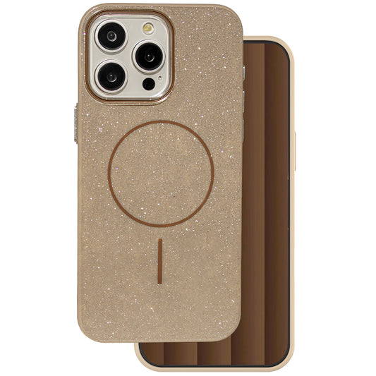 MagSafe-deksel for Apple iPhone 15 Pro, OEM, Glitter Thin Mag, Brun