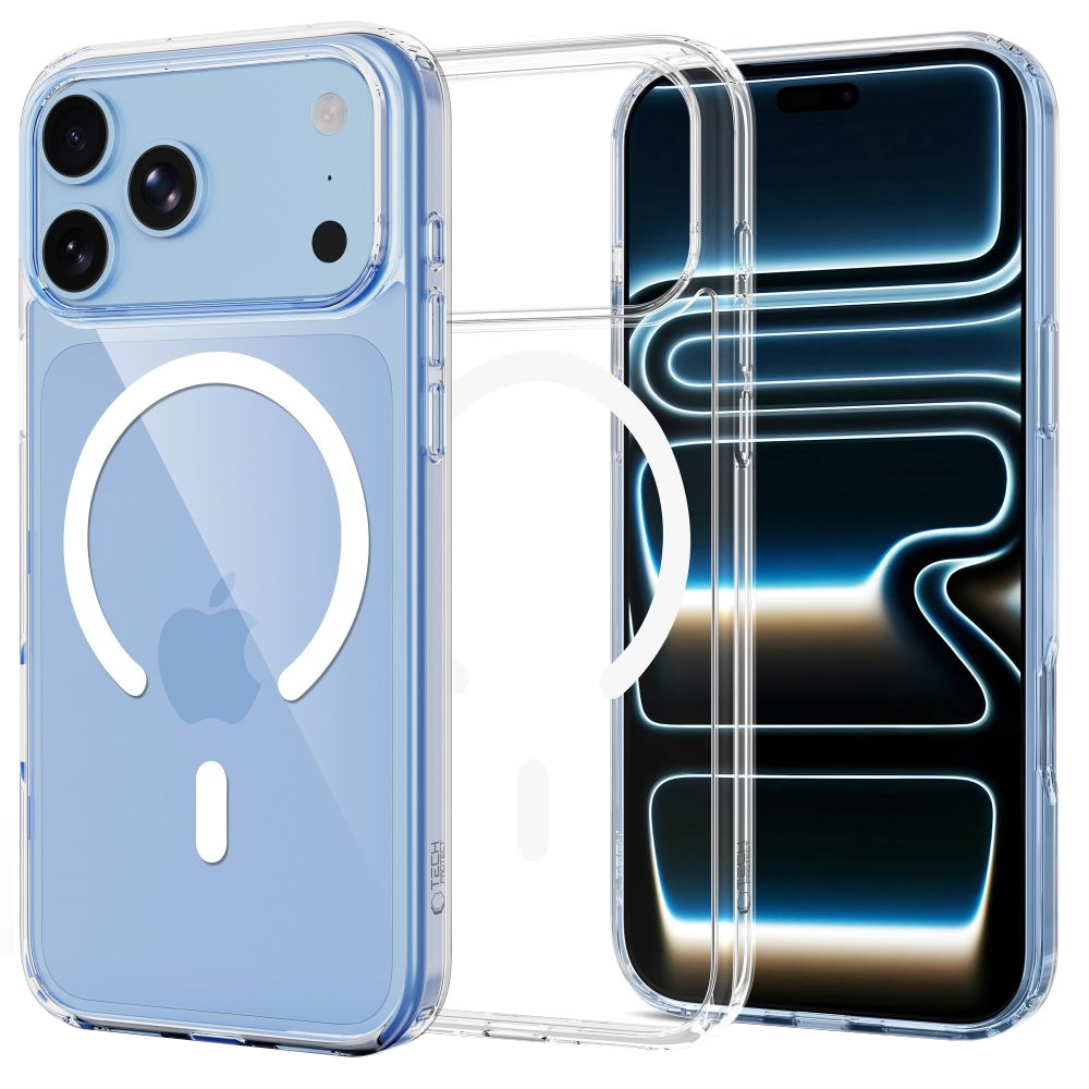 MagSafe-deksel for Apple iPhone 18 Pro / 17 Pro, Tech-Protect, Flexair Hybrid med skjermbeskytter, gjennomsiktig