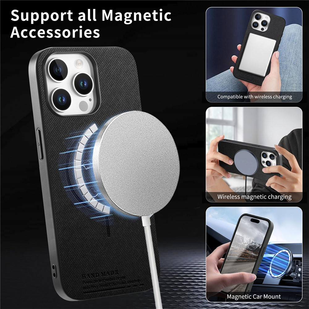 MagSafe-deksel for Apple iPhone 16 Pro Max, OEM, stoff, svart